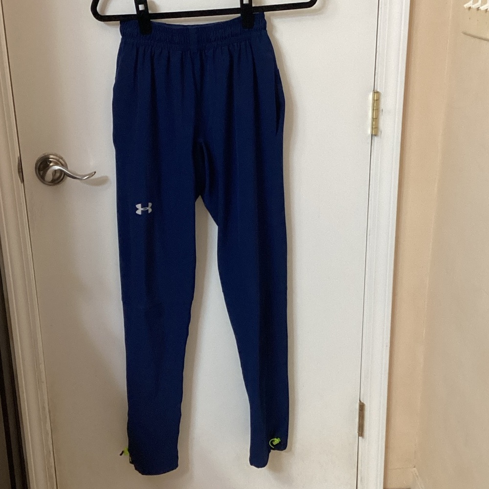 Under Armour Men's Blue Joggers with Neon Highlights